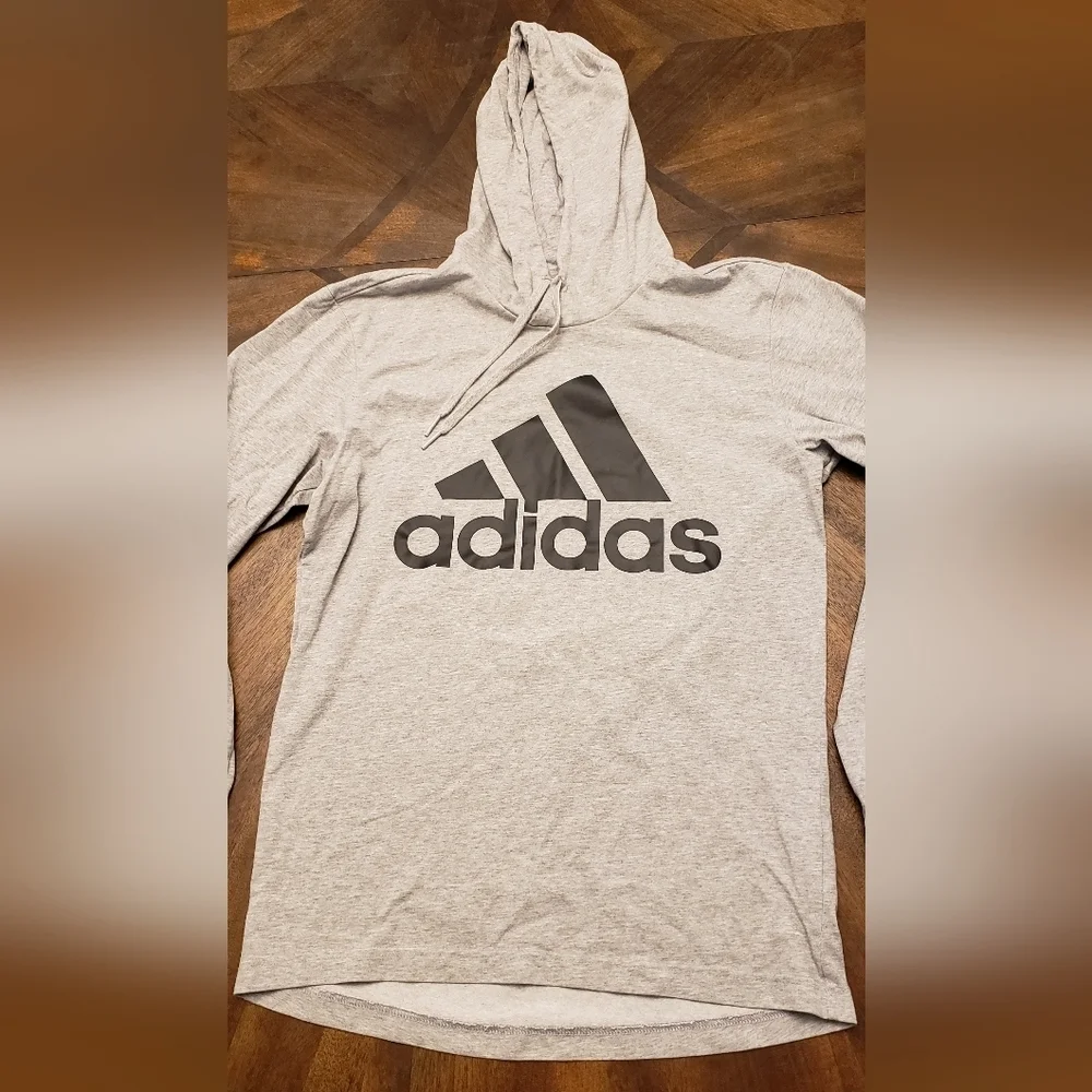 Adidas Gray Hoodie with Black Logo Mens Size Small